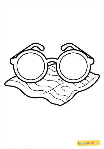 Coloriage à imprimer : lunettes de soleil élégantes posées sur une serviette