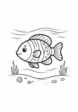 Voir le coloriage Poisson tropical coloré nageant près du rivage