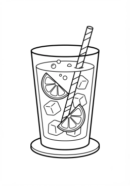 Voir le coloriage Limonade fraîche avec des glaçons et du citron