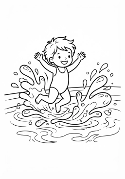 Voir le coloriage Piscine rafraîchissante avec des éclaboussures d'eau
