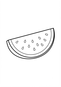 Voir le coloriage Tranche de pastèque fraîche et juteuse