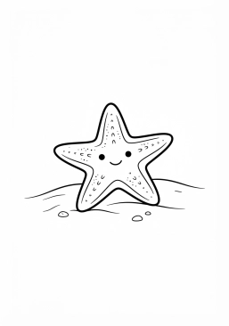 Voir le coloriage Étoile de mer échouée délicatement sur le sable