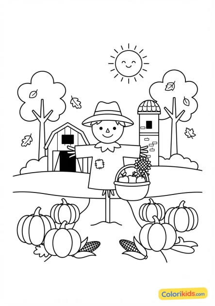 Ausmalbild zum Ausdrucken: herbsternte-Landschaft