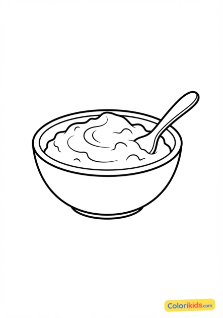 Ausmalbild zum Ausdrucken: schüssel mit Kartoffelpueppchen