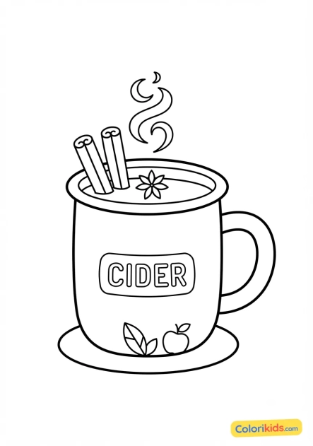 Dibujo para colorear para imprimir: taza de sidra caliente