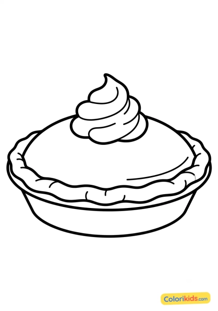 Desenho para colorir para imprimir: torta de abóbora com chantilly