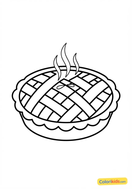 Ausmalbild zum Ausdrucken: dampfender Apfelkuchen