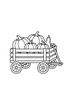 Dibujo para colorear Carro lleno de calabazas