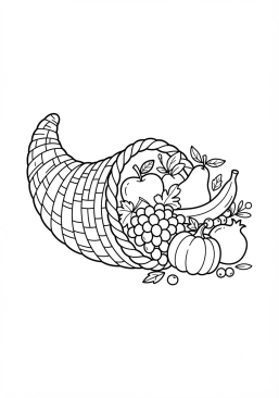 Dibujo para colorear Cornucopia llena de frutas
