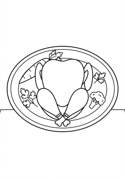 Dibujo para colorear Gran plato asado de Acción de Gracias
