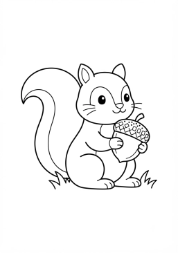 Dibujo para colorear Pequeño ardilla con una bellota