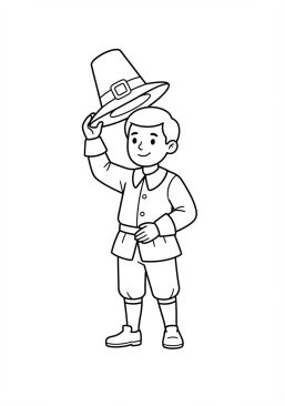 Dibujo para colorear Peregrino saludando con su sombrero