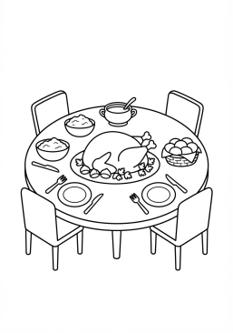 Dibujo para colorear Mesa puesta para el festin