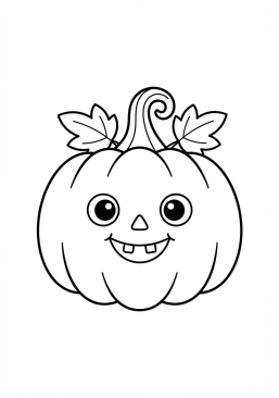Dibujo para colorear Calabaza sonriente con hojas