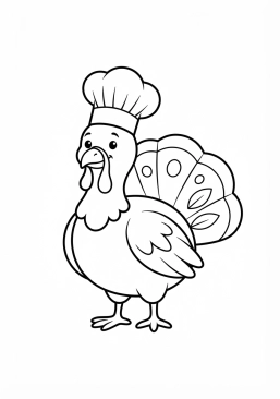 Dibujo para colorear Pavo con sombrero de chef