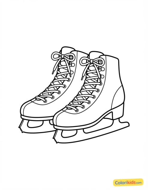 Ausmalbild zum Ausdrucken: eislaufschlittschuhe auf dem Boden