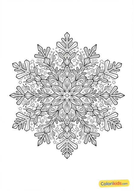 Desenho para colorir para imprimir: padrão de flocos de neve complexos