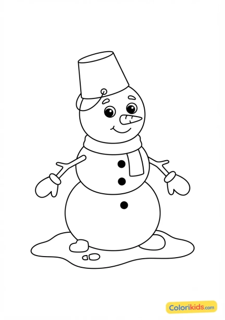 Desenho para colorir para imprimir: boneco de neve com um balde na cabeça