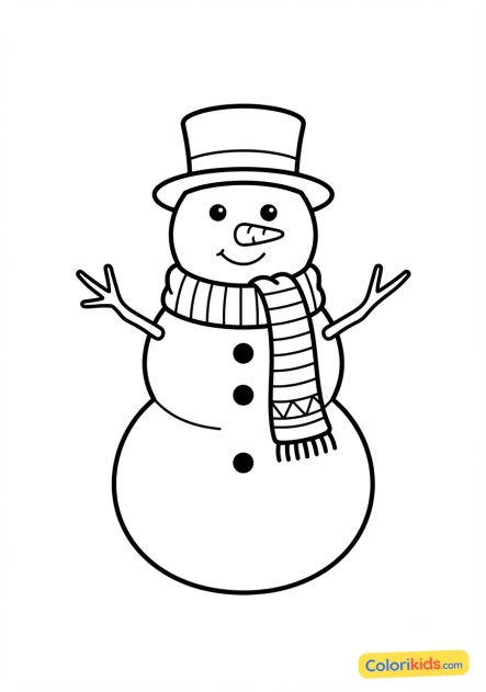 Desenho para colorir para imprimir: boneco de neve com cachecol