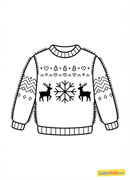 Ausmalbild zum Ausdrucken: wollpullover mit Wintermustern