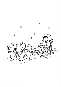 Desenho para colorir Passeio de trenó com cães