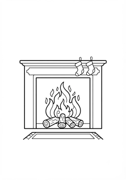 Desenho para colorir Lareira com chamas aconchegantes