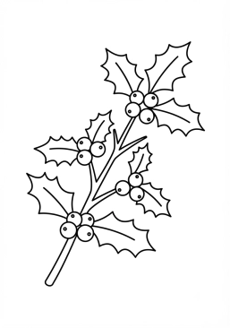 Desenho para colorir Galho de azevinho com bagas vermelhas