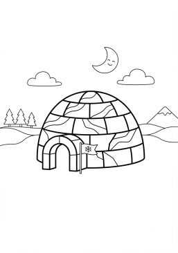 Desenho para colorir Iglu com reflexos gelados