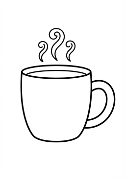 Desenho para colorir Xícara de chocolate quente fumegante