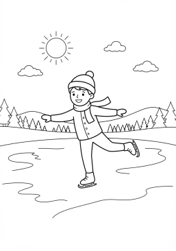 Desenho para colorir Patinador em um lago congelado