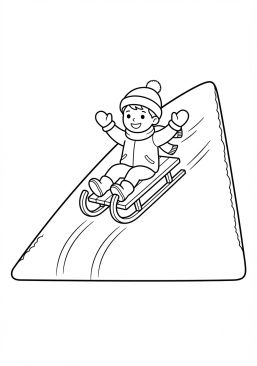 Desenho para colorir Trenó descendo uma colina