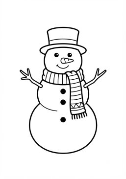 Desenho para colorir Boneco de neve com cachecol