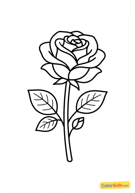 Coloriage à imprimer : rose rouge en fleurs