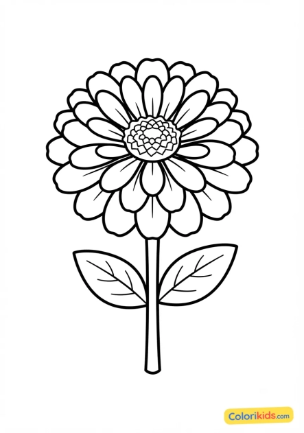 Coloriage à imprimer : zinnia aux couleurs vives
