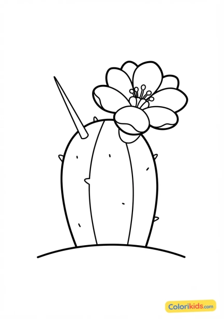 Coloriage à imprimer : fleur de cactus avec une épine