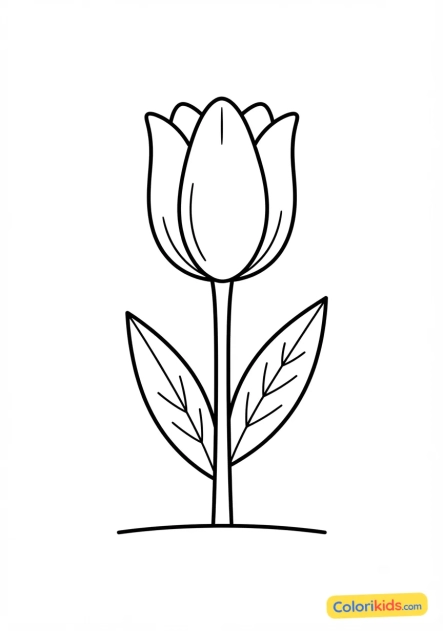 Coloriage à imprimer : tulipe printanière colorée
