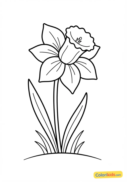 Coloriage à imprimer : jonquille annonciatrice du printemps