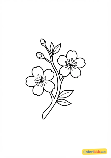 Coloriage à imprimer : fleur de cerisier délicate