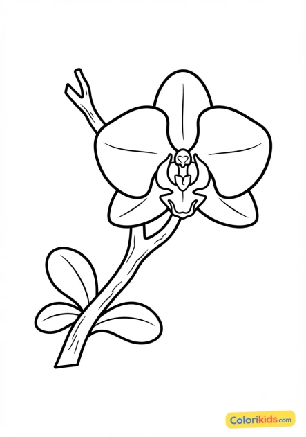 Coloriage à imprimer : orchidée élégante sur une branche