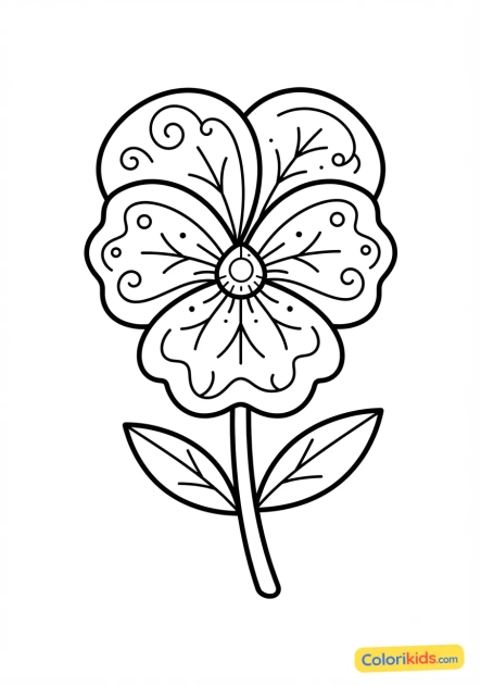 Coloriage à imprimer : pensée avec des motifs de pétales