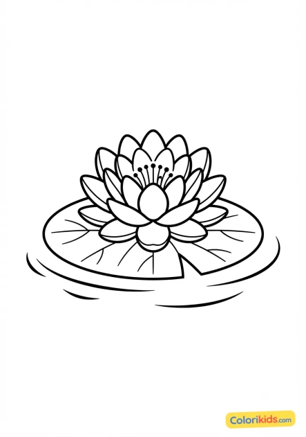 Coloriage à imprimer : nénuphar sur l'eau