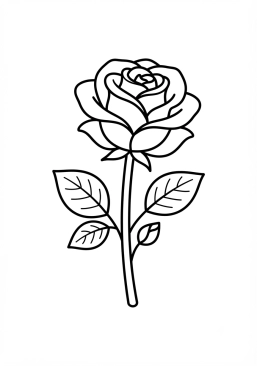Coloriage Rose rouge en fleurs