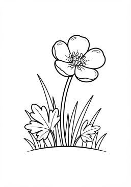 Coloriage Bouton d'or dans l'herbe