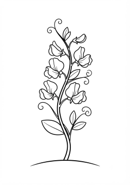 Coloriage Fleur de pois de senteur grimpante