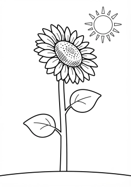 Coloriage Tournesol géant tourné vers le soleil