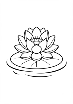 Coloriage Fleur de lotus sur un étang