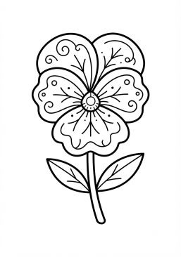 Coloriage Pensée avec des motifs de pétales