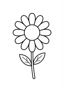 Coloriage Marguerite simple avec un coeur jaune