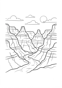 Voir le coloriage Grand canyon rocheux sculpté par le temps