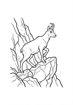 Voir le coloriage Chamois agile grimpant sur une falaise escarpée